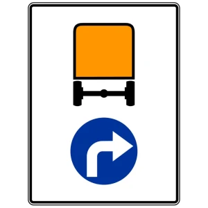 Znak drogowy C-17 - kierunek jazdy pojazdów z materiałami niebezpiecznymi - folia I generacji - 900x1200 mm