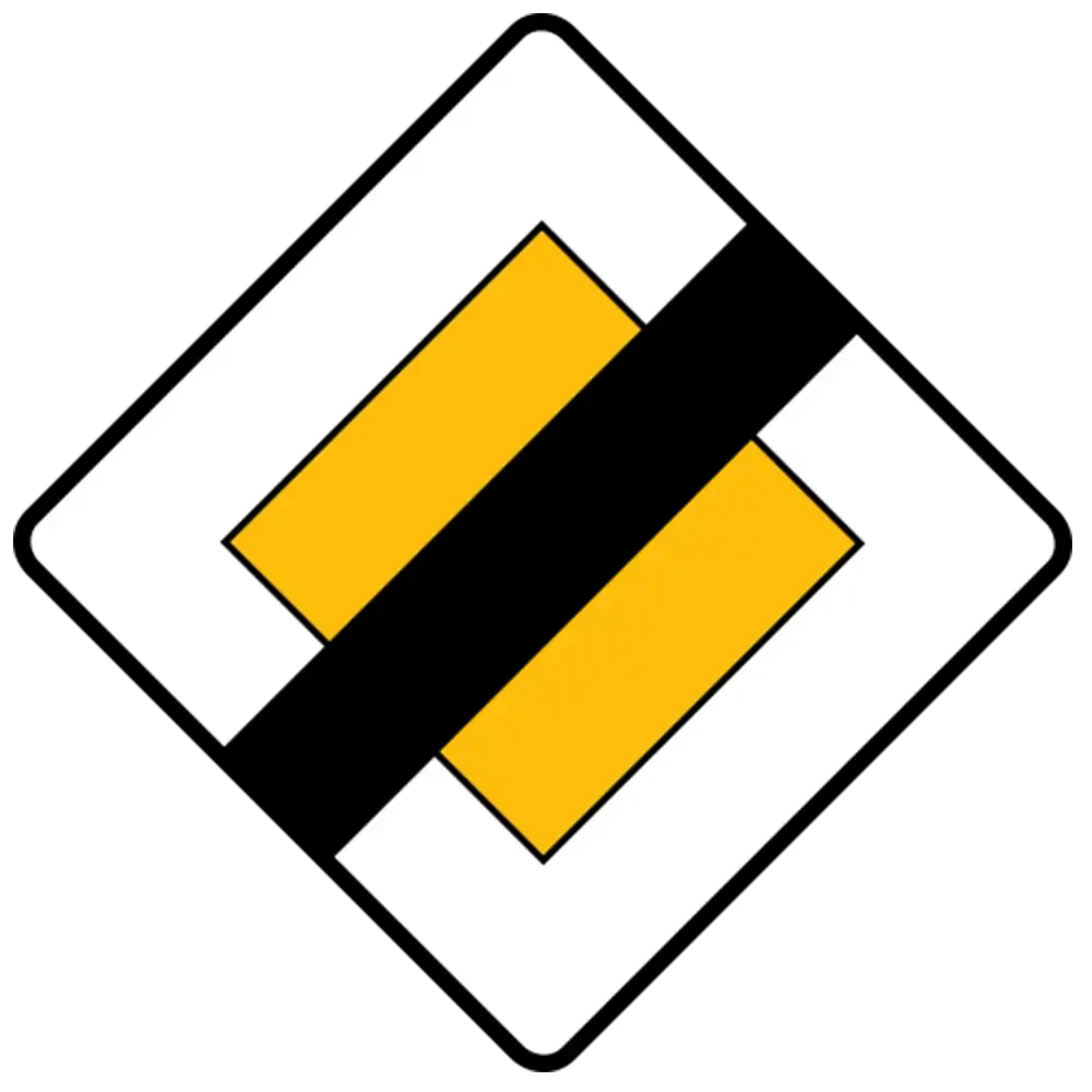 Znak drogowy D-2 - folia odblaskowa I generacji - koniec drogi z pierwszeństwem - 600 x 600 mm - sklep drogowy Widrog.webp