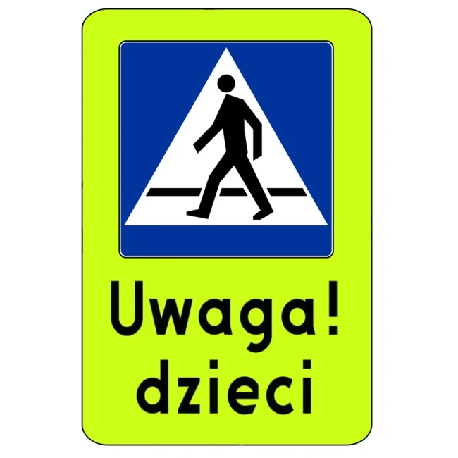 Tablica fluorescencyjna przejscie dla pieszych uwaga dzieci 900x1200 - folia drugiej generacji.webp