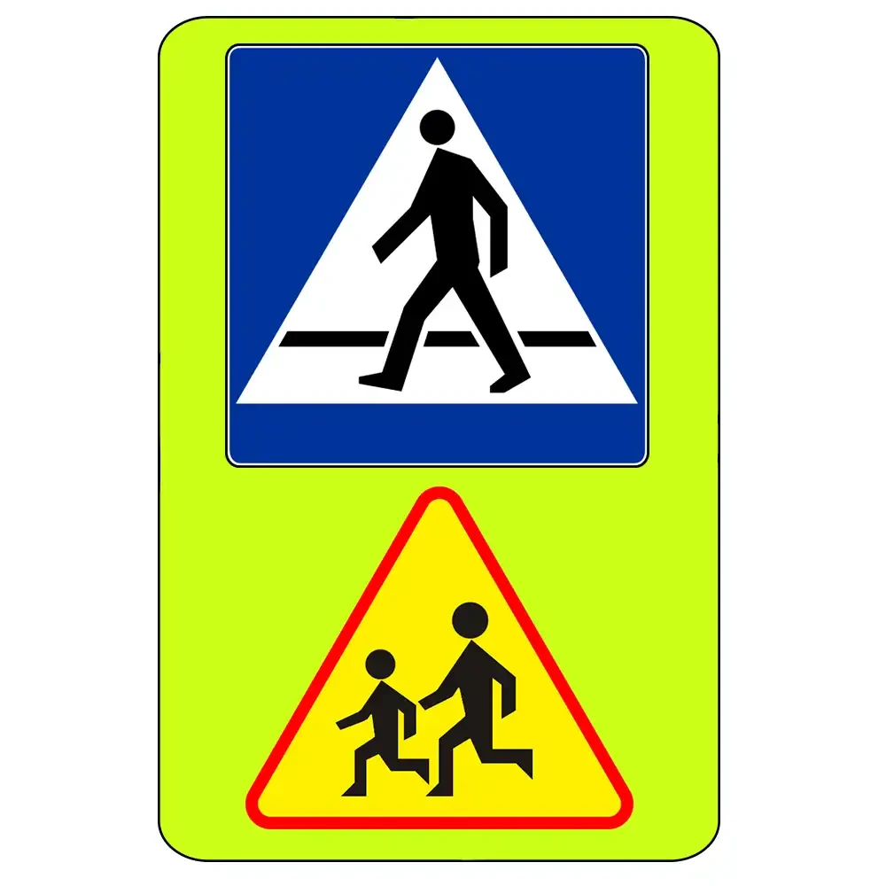 Tablica fluorescencyjna uwaga dzieci - przejscie dla pieszych 900x1200 - folia II generacji.webp