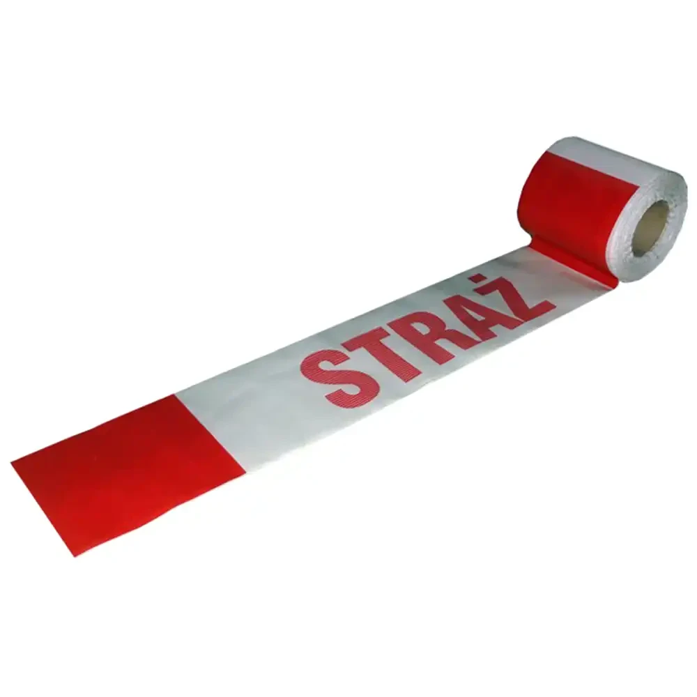Tasma bialo czerwona z napisem straz - 100 metrow.webp