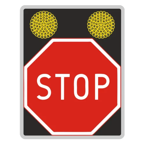 Znak aktywny B-20 - STOP - podświetlany ze słupem i lampami - LED