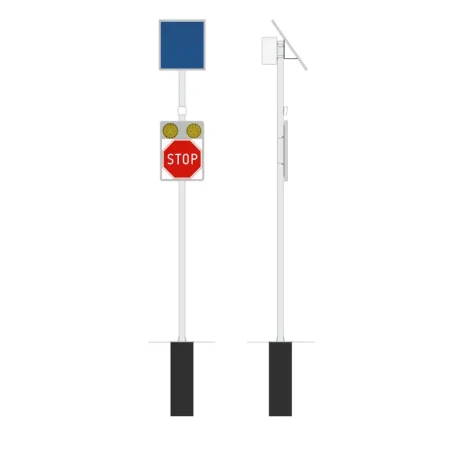 Znak aktywny B-20 - STOP - podswietlany ze slupem i lampami - LED - schemat - sklep drogowy Widrog.webp