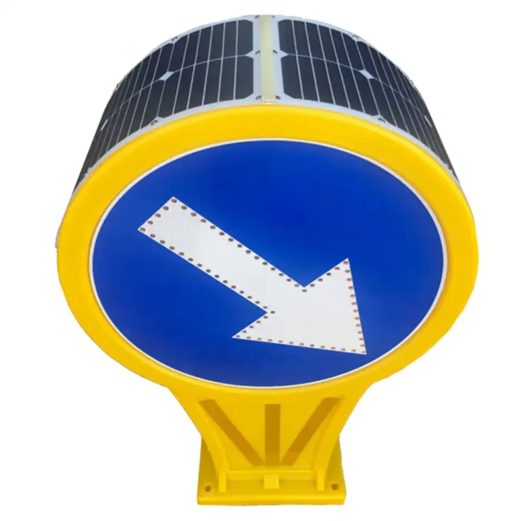 Słupek aktywny U-5b Solar LED fi 600 mm – widok z góry na panel fotowoltaiczny i tarczę ostrzegawczą. Profesjonalne urządzenia BRD z zasilaniem solarnym. Sprawdź asortyment w Sklepie Drogowym Widrog.