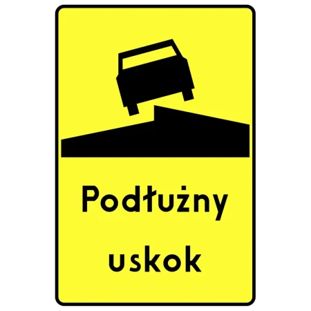 Tabliczka T-12 - podluzny uskok jezdni - folia odblaskowa I generacji - 600x900 mm - sklep drogowy Widrog.webp