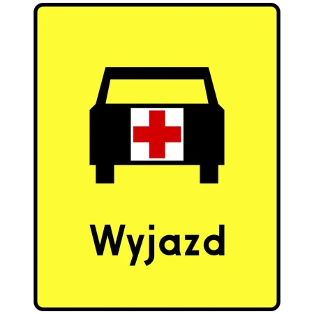 Tabliczka T-16A - wskazuje miejsce wyjazdu karetek pogotowia - folia odblaskowa I generacji - 600x750 mm - sklep drogowy Widrog.webp