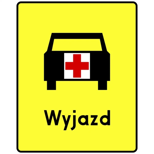 Tabliczka T-16A - wskazuje miejsce wyjazdu karetek pogotowia - folia odblaskowa I generacji - 600x750 mm - sklep drogowy Widrog.webp