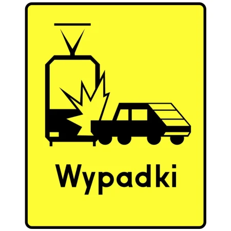Tabliczka T-14C - wypadki z tramwajami - folia odblaskowa I generacji - 600x750 mm - sklep drogowy Widrog.webp