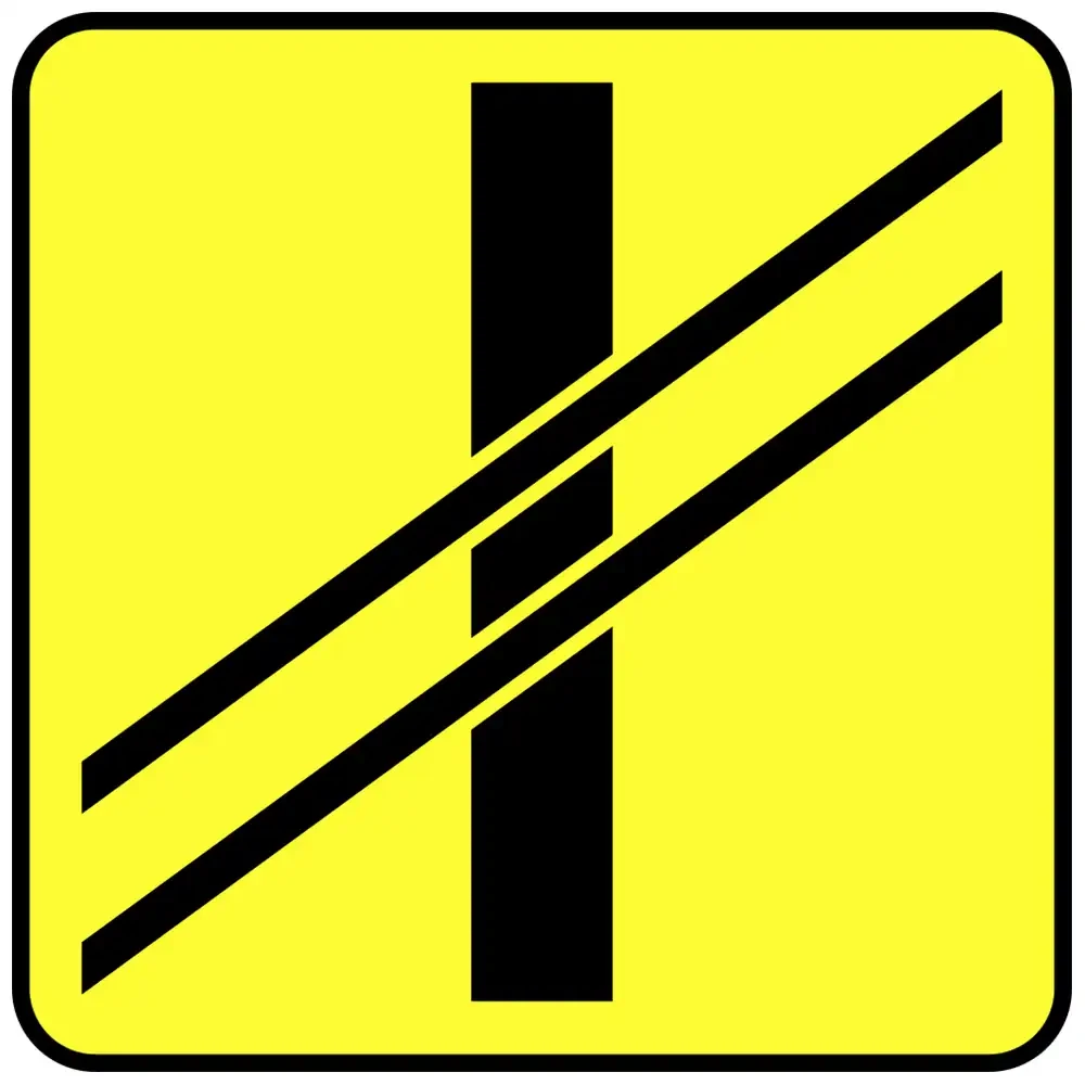 Tabliczka T-7 - wskazuje uklad torow na przejezdzie - folia odblaskowa I generacji - 600x600 mm - sklep drogowy Widrog.webp