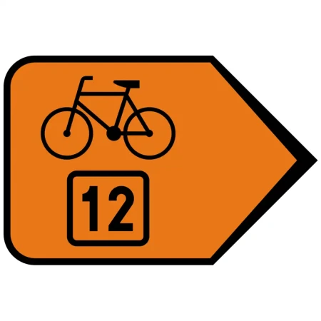 Znak R-4B - zmiana kierunku szlaku rowerowego - folia odblaskowa I generacji - sklep drogowy Widrog.webp