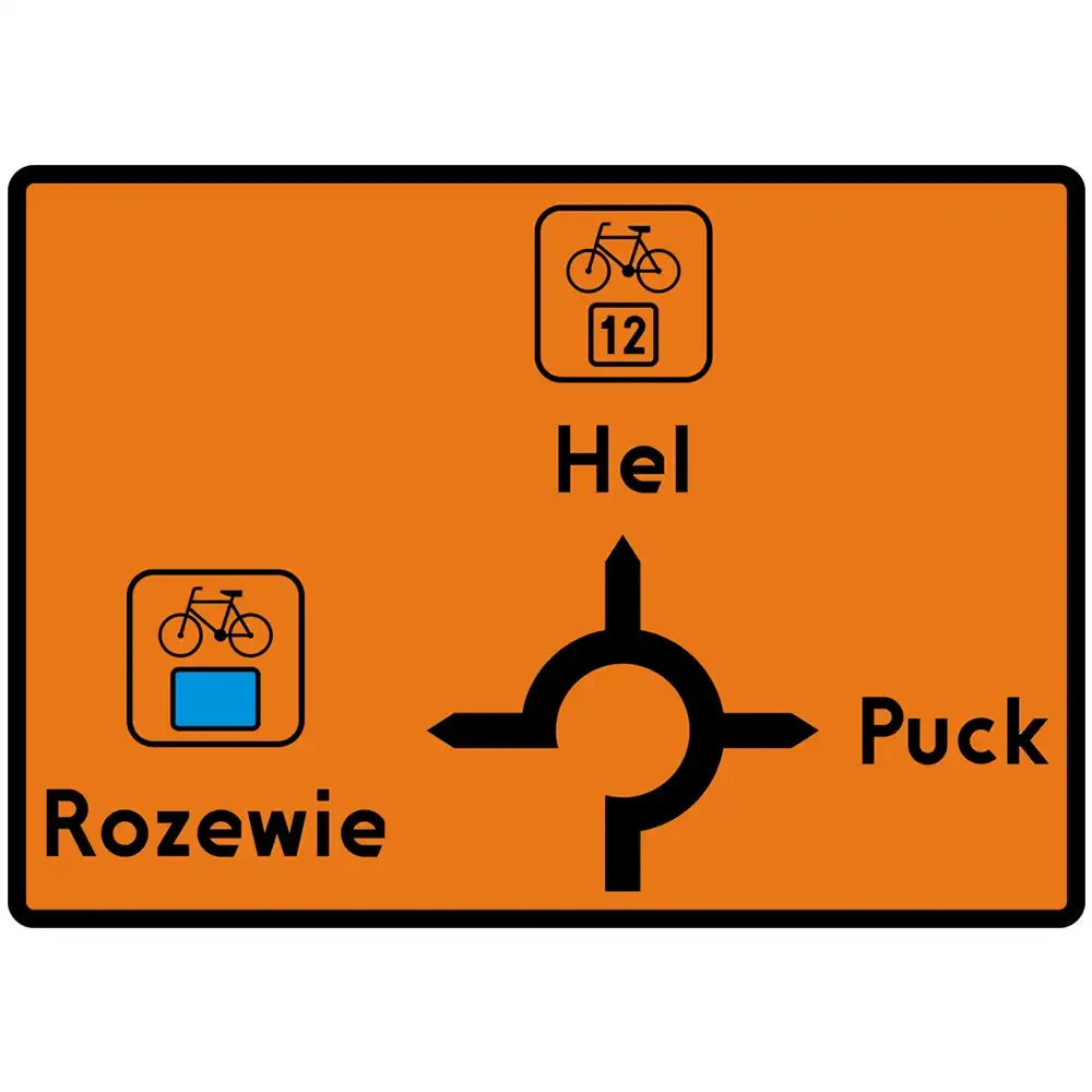 Znak R-4E - tablica przeddrogowskazowa szlaku rowerowego - folia odblaskowa I generacji - 1000x500 mm - sklep drogowy Widrog.webp