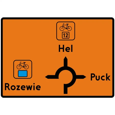 Znak R-4E - tablica przeddrogowskazowa szlaku rowerowego - folia odblaskowa I generacji - 1000x500 mm - sklep drogowy Widrog.webp