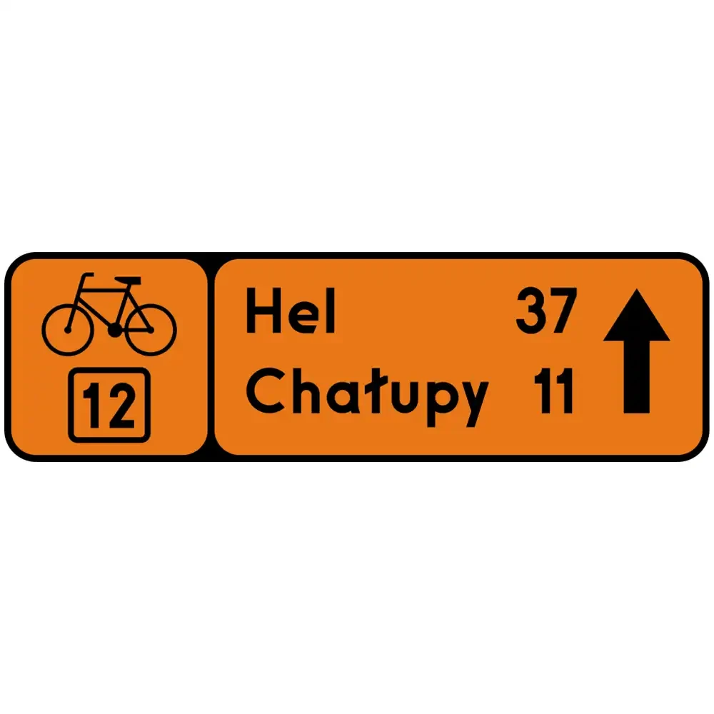 Znak R-4C - miejscowosci na trasie szlaku rowerowego - folia odblaskowa I generacji - 1000x200 mm - sklep drogowy Widrog.webp