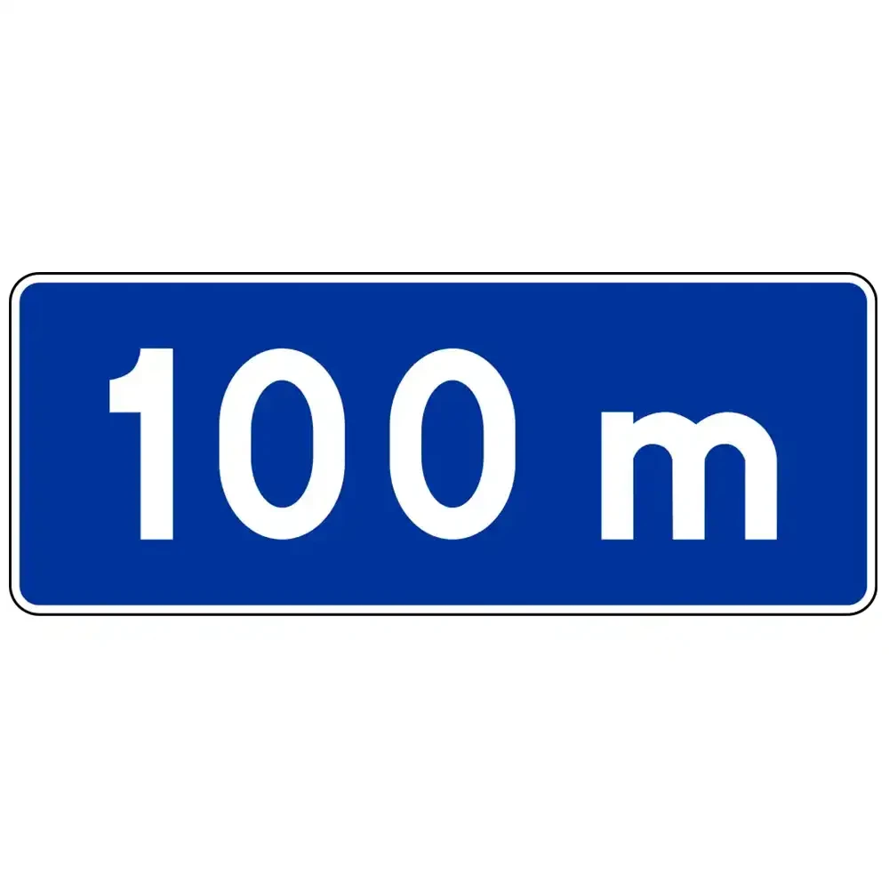 Tabliczka T-1A - wskazujaca odleglosc do poczatku lub konca drogi - folia I generacji - 600x250 mm - sklep drogowy Widrog.webp