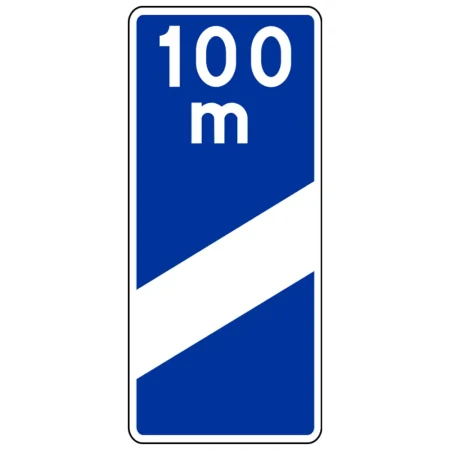 Znak drogowy F-14C - zjazd z autostrady za 100 m - folia odblaskowa pierwszej generacji - sklep drogowy Widrog.webp