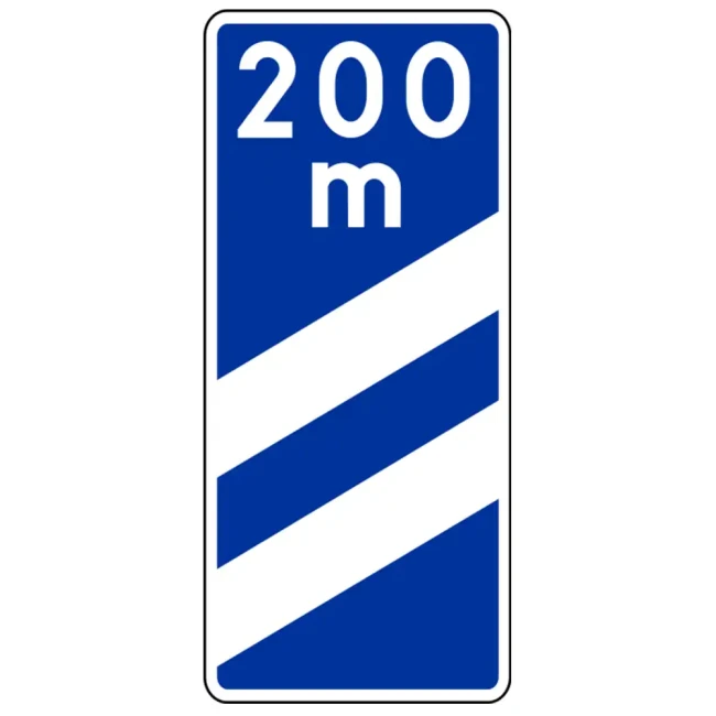 Znak drogowy F-14B - zjazd z autostrady za 200 metrow - folia odblaskowa pierwszej generacji - sklep drogowy Widrog.webp
