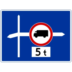 Znak drogowy F-6 - uprzedzający o znaku za skrzyżowaniem - folia I generacji