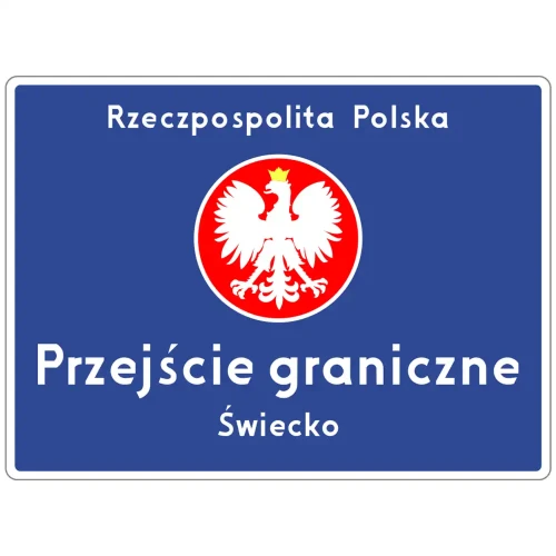 Znak drogowy F-1  - przejście graniczne - folia I generacji