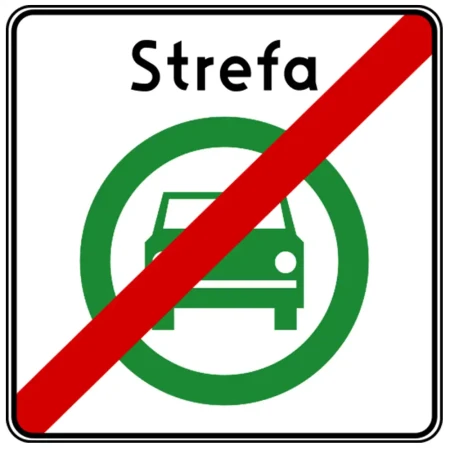 Znak drogowy D-55 - koniec strefy czystego transportu - folia odblaskowa I generacji - 900 x 900 mm - sklep drogowy Widrog.webp