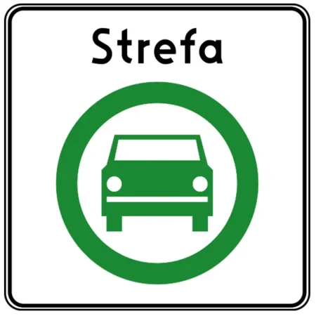 Znak drogowy D-54 - strefa czystego transportu - folia odblaskowa I generacji - 900 x 900 mm - sklep drogowy Widrog.webp