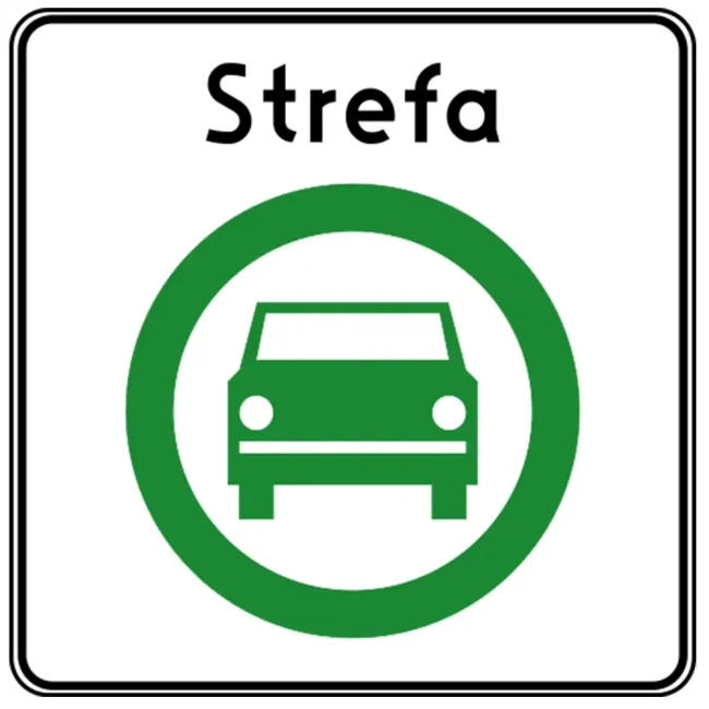 Znak drogowy D-54 - strefa czystego transportu - folia odblaskowa I generacji - 900 x 900 mm - sklep drogowy Widrog.webp