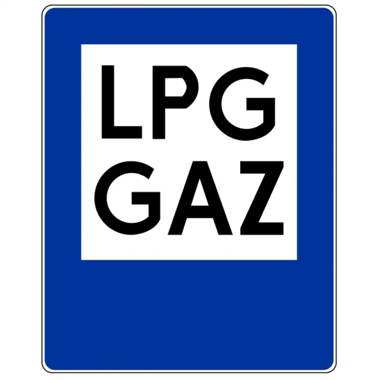 Znak drogowy D-23A - stacja z LPG - folia odblaskowa I generacji - 400 x 500 mm - sklep drogowy Widrog.webp
