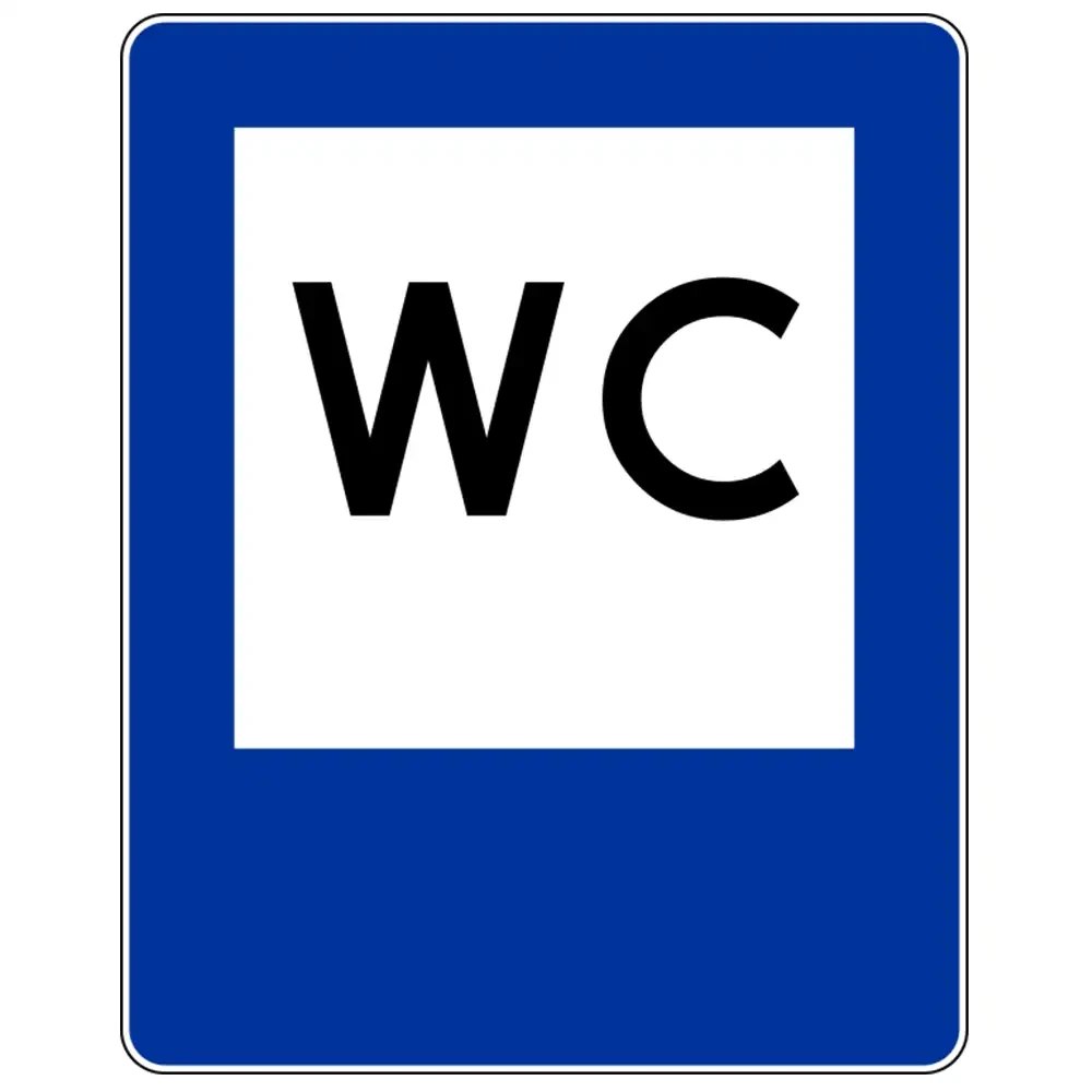 Znak drogowy D-26C - toaleta publiczna - folia odblaskowa I generacji - 400 x 500 mm - sklep drogowy Widrog.webp
