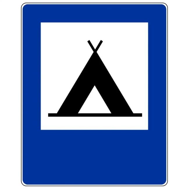 Znak drogowy D-30 - obozowisko, camping - folia odblaskowa I generacji - 400 x 500 mm - sklep drogowy Widrog.webp