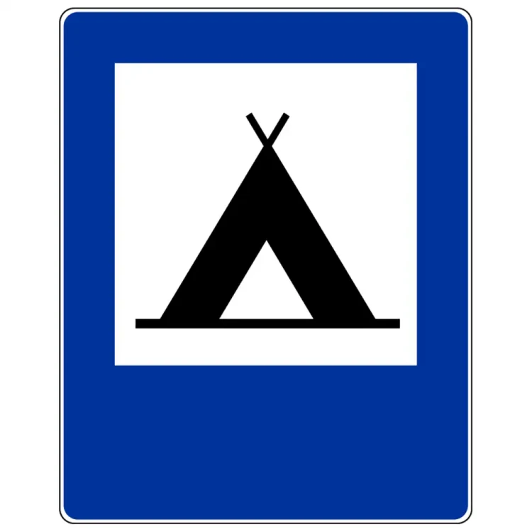 Znak drogowy D-30 - obozowisko, camping - folia odblaskowa I generacji - 400 x 500 mm - sklep drogowy Widrog.webp