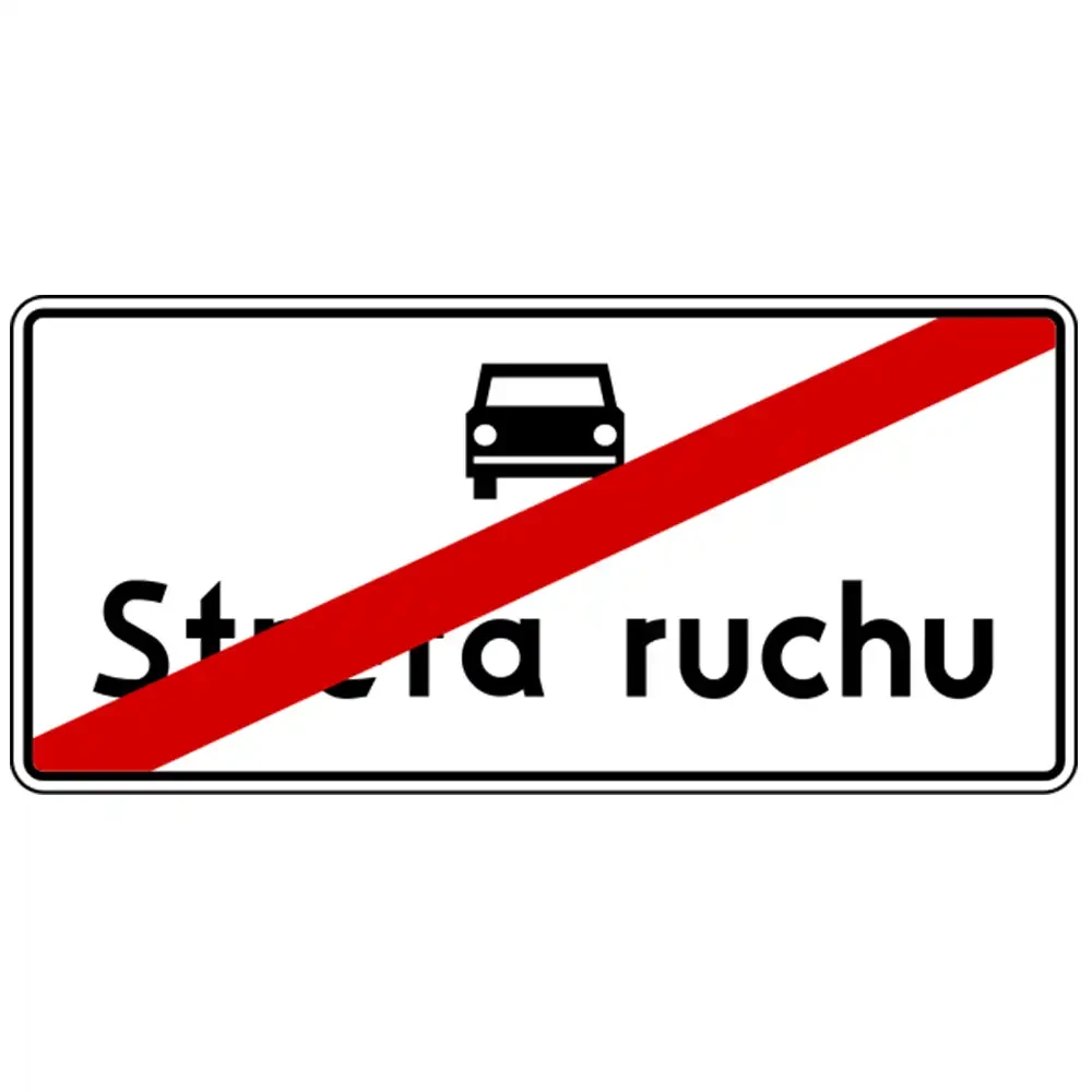 Znak drogowy D-53 - koniec strefy ruchu - folia odblaskowa I generacji - 900 x 420 mm - sklep drogowy Widrog.webp