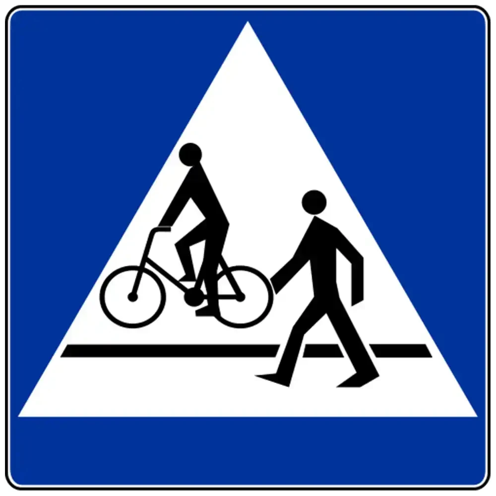 Znak drogowy D-6B - przejscie dla pieszych i przejazd dla rowerzystow - folia odblaskowa I generacji - 600 x 600 mm - sklep drogowy Widrog.webp