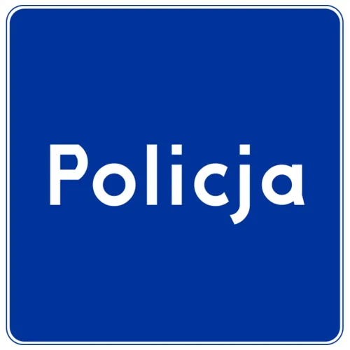 Znak drogowy D-21A - policja - folia I generacji - 600x600 mm