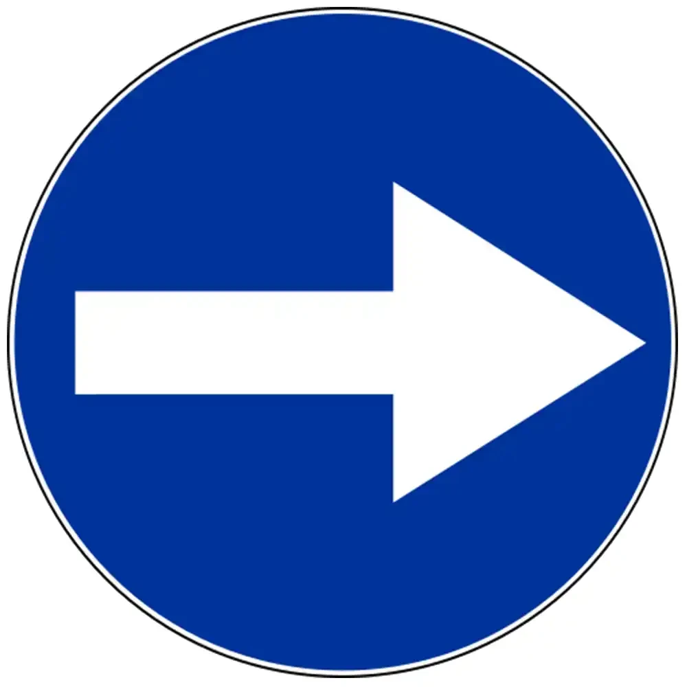 Znak drogowy C-1 - nakaz jazdy w prawo przed znakiem - folia odblaskowa I generacji - 600 mm - sklep drogowy Widrog.webp