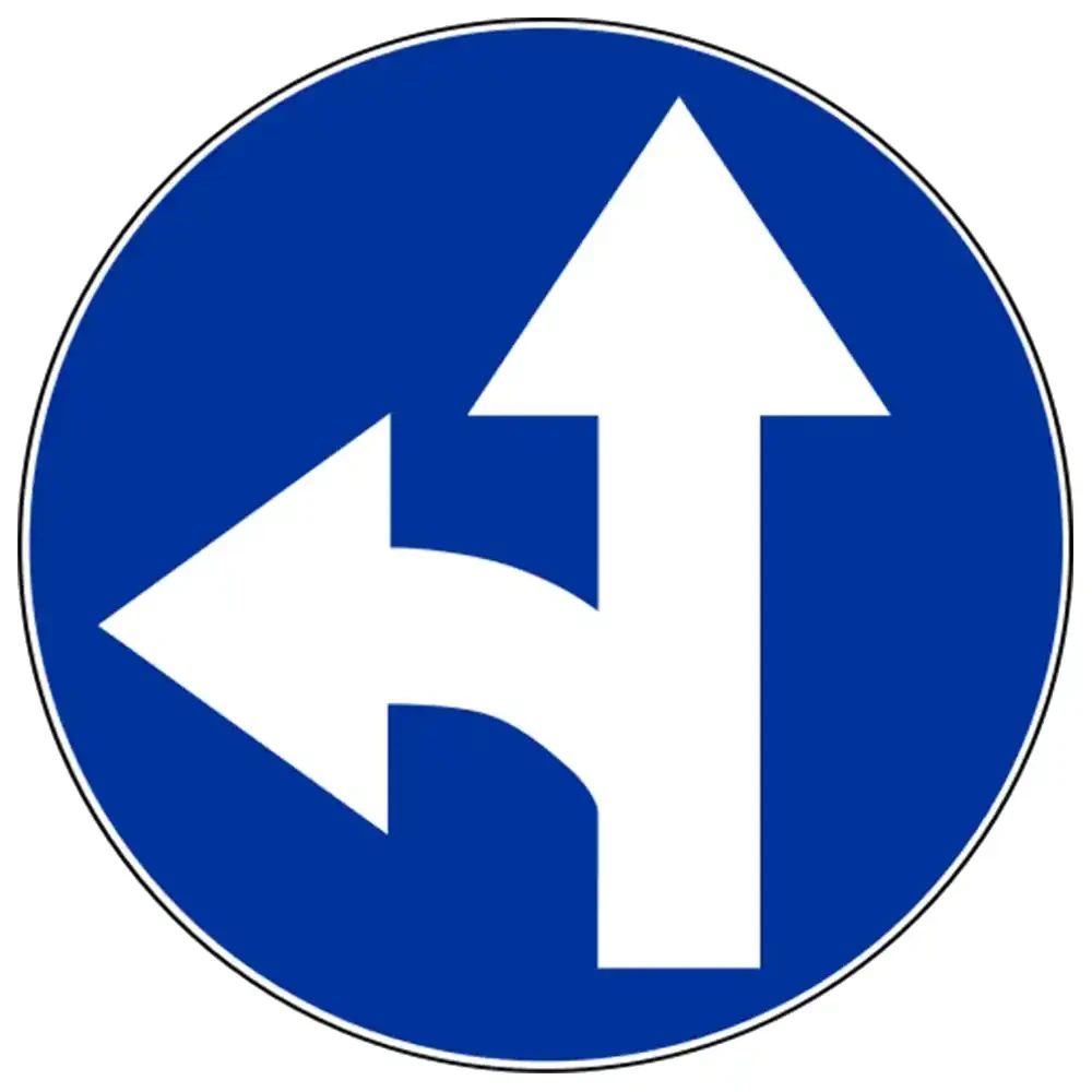 Znak drogowy C-7 - nakaz jazdy prosto lub w lewo - folia odblaskowa I generacji - 600 mm - sklep drogowy Widrog.webp