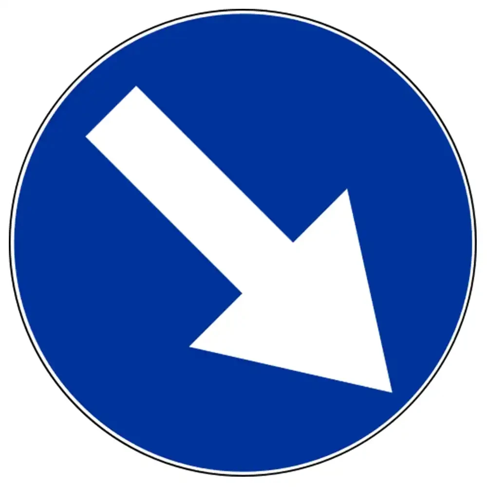 Znak drogowy C-9 - nakaz jazdy z prawej strony znaku - folia odblaskowa I generacji - 600 mm - sklep drogowy Widrog.webp