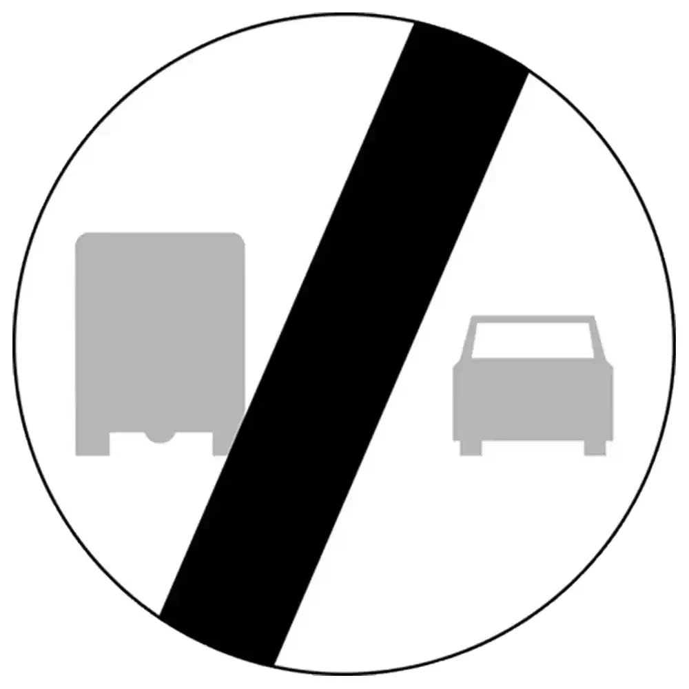 Znak drogowy B-28 - koniec zakazu wyprzedzania przez samochody ciezarowe - folia odblaskowa I generacji - 600 mm - sklep drogowy Widrog.webp