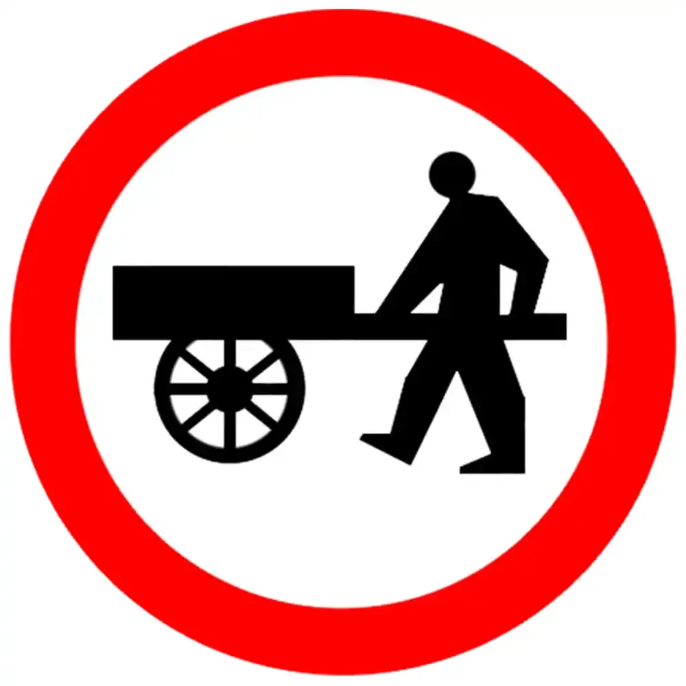Znak drogowy B-12 - zakaz wjazdu wozkow recznych - folia odblaskowa I generacji - 600 mm - sklep drogowy Widrog.webp