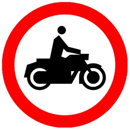 Znak drogowy B-4 - zakaz wjazdu motocykli - folia odblaskowa I generacji - 600 mm - sklep drogowy Widrog.webp