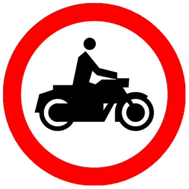 Znak drogowy B-4 - zakaz wjazdu motocykli - folia odblaskowa I generacji - 600 mm - sklep drogowy Widrog.webp