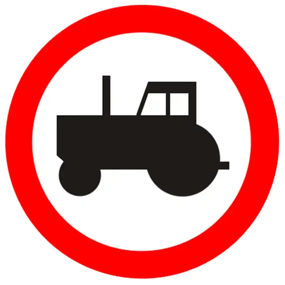 Znak drogowy B-6 - zakaz wjazdu ciagnikow rolniczych - folia odblaskowa I generacji - 600 mm - sklep drogowy Widrog.webp