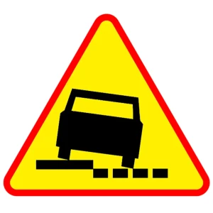 Znak drogowy A-31 - uwaga niebezpieczne pobocze - 750 mm - folia I generacji