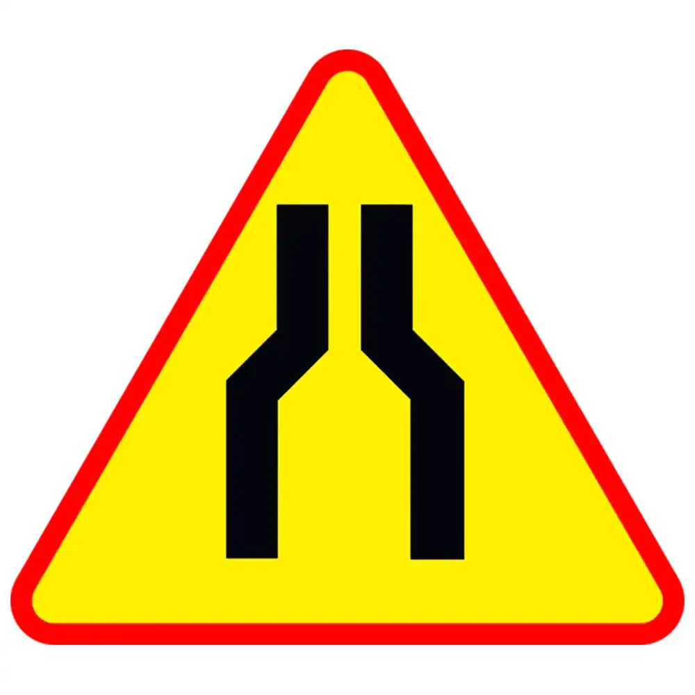 Znak drogowy A-12A - zwezenie jezdni dwustronne - folia odblaskowa I generacji - 750 mm - sklep drogowy Widrog.webp