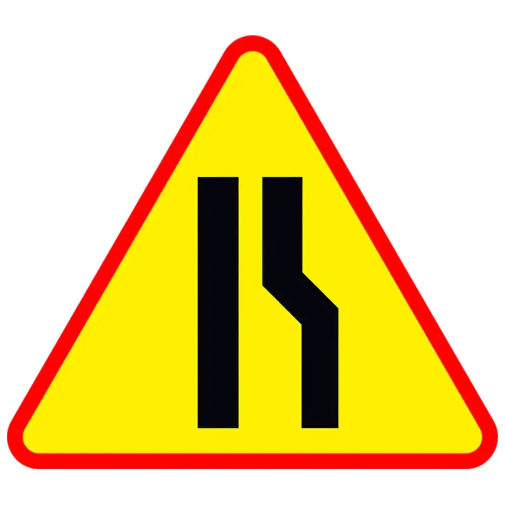 Znak drogowy A-12B - zwezenie jezdni prawostronne - folia odblaskowa I generacji - 750 mm - sklep drogowy Widrog.webp