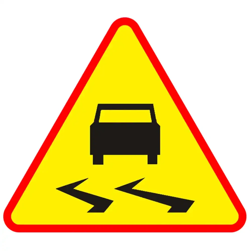 Znak drogowy A-15 - sliska jezdnia - folia odblaskowa I generacji - 750 mm - sklep drogowy Widrog.webp