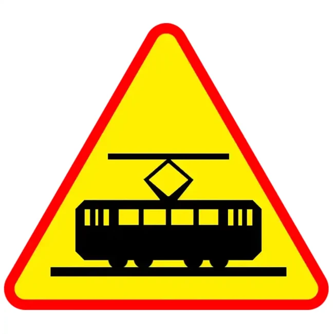 Znak drogowy A-21 - uwaga tramwaj - folia odblaskowa I generacji - 750 mm - sklep drogowy Widrog.webp