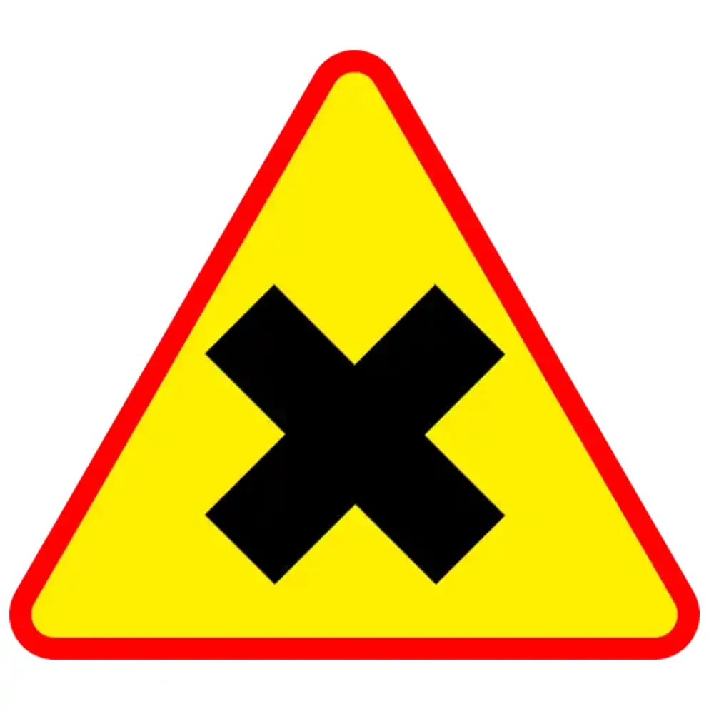 Znak drogowy A- 5 - uwaga skrzyzowanie - folia odblaskowa I generacji - 750 mm - sklep drogowy Widrog.webp