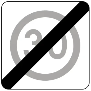 Znak drogowy B-44 - koniec strefy ograniczonej prędkości - folia II generacji