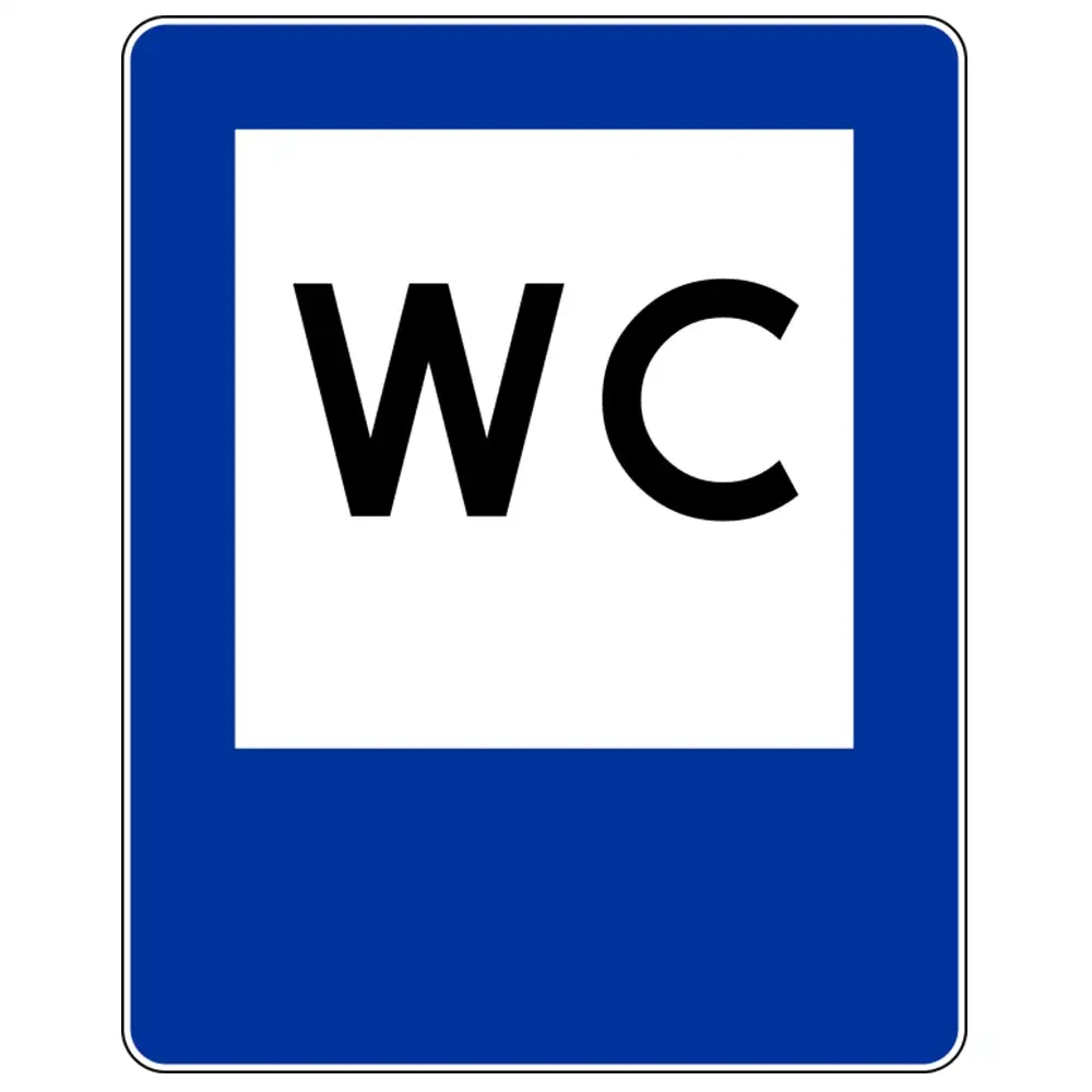 Znak drogowy D-26C - toaleta publiczna - folia II generacji - 600x750 mm - sklep drogowy Widrog.webp