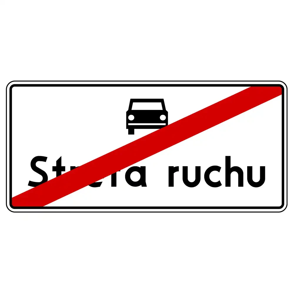 Znak drogowy D-53 - koniec strefy ruchu - folia II generacji - 900x420 mm - sklep drogowy Widrog.webp