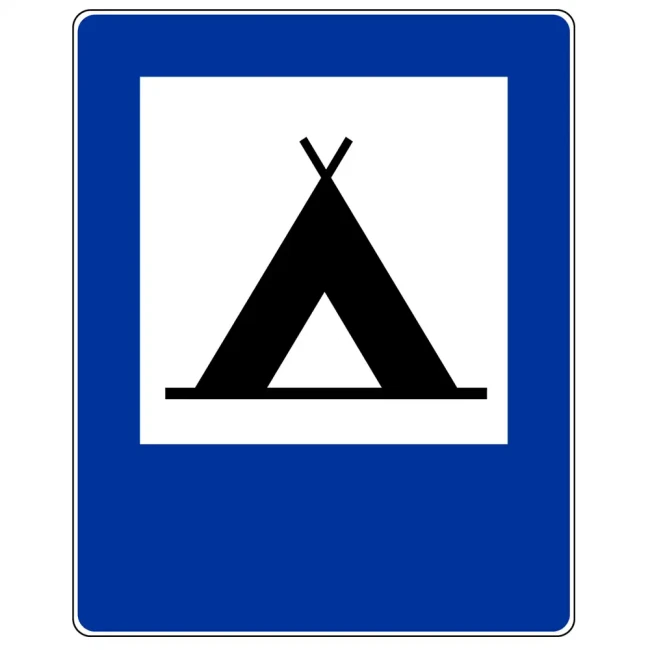 Znak drogowy D-30 - obozowisko lub camping - folia II generacji - 600x750 mm - sklep drogowy Widrog.webp